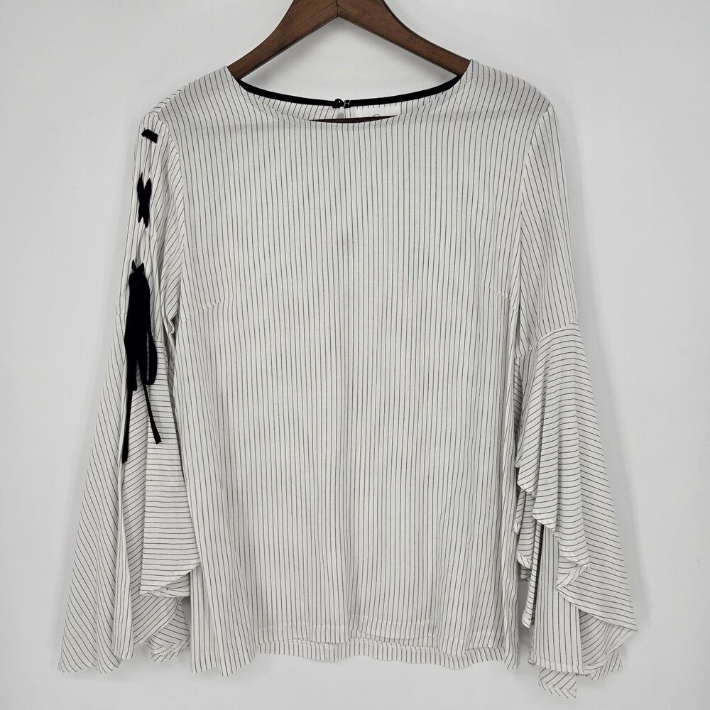 Blu Heaven Striped Bell Sleeve Blouse Small